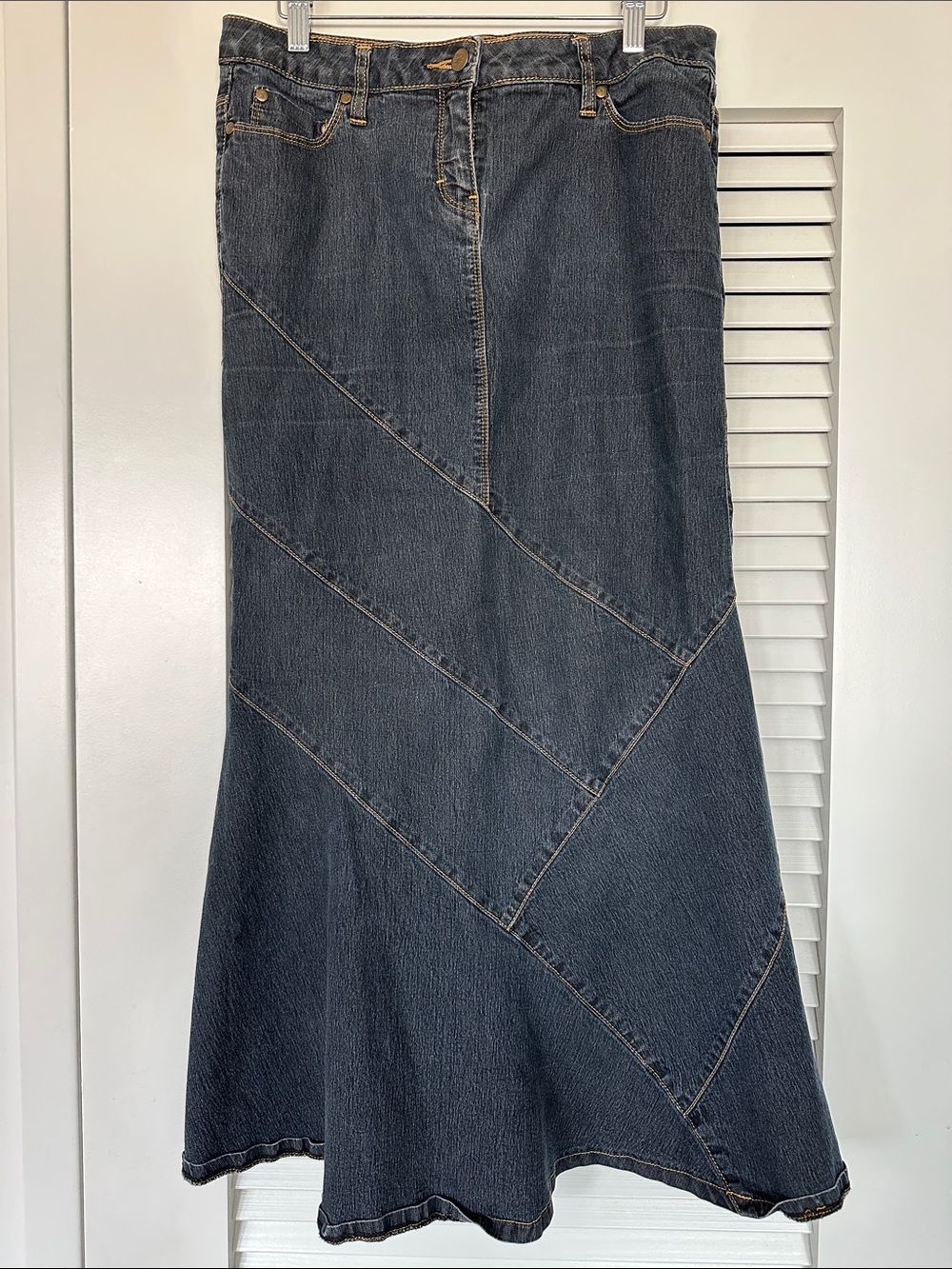 Bisou Bisou Michele Bohbot Y2K Dark Wash Denim Denim Mermaid Maxi Skirt Size 10P